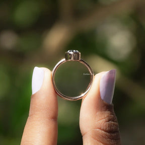 Bezel Set Oval Shaped Moissanite Solitaire Ring