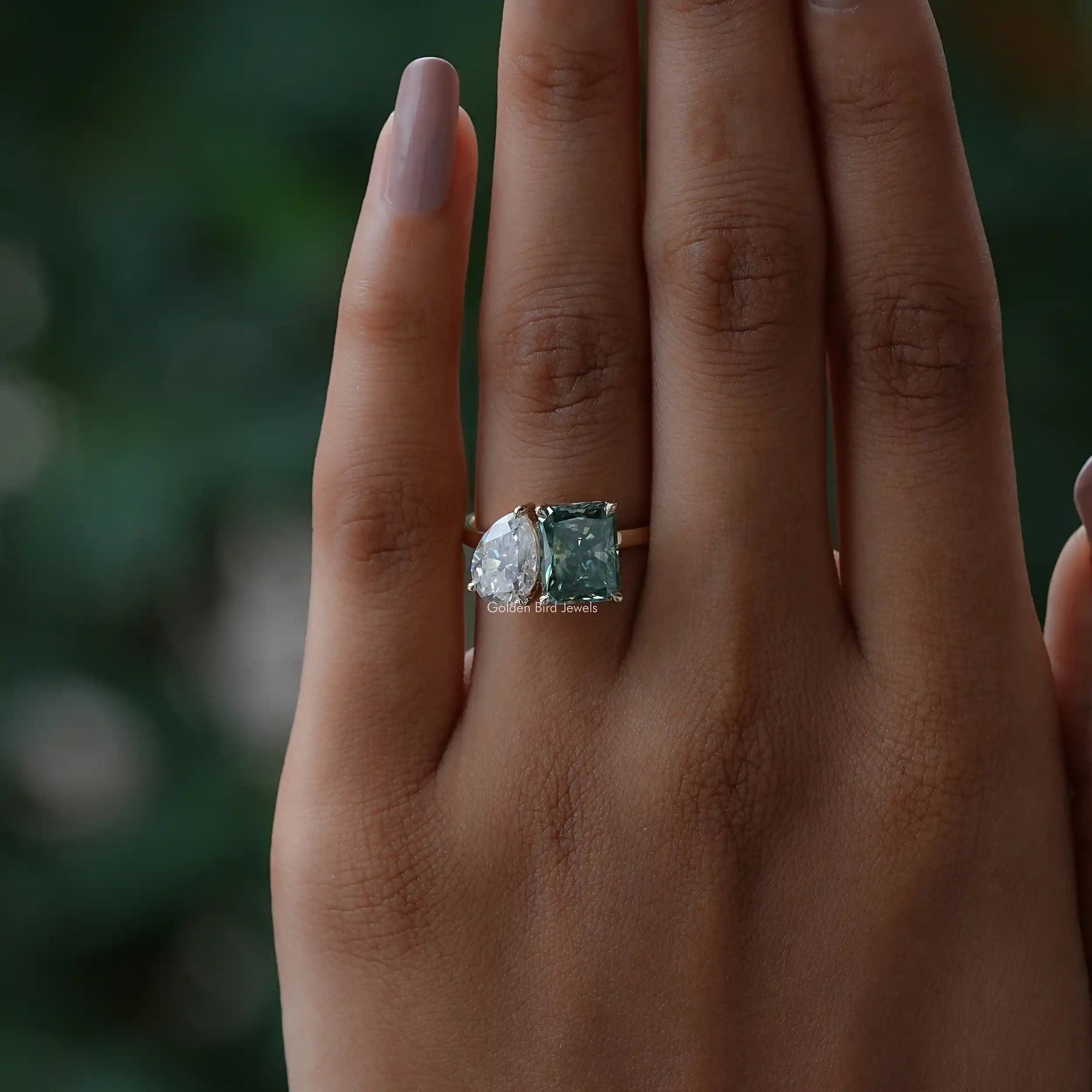 Pear And Radiant Cut Moissanite Toi Et Moi Ring