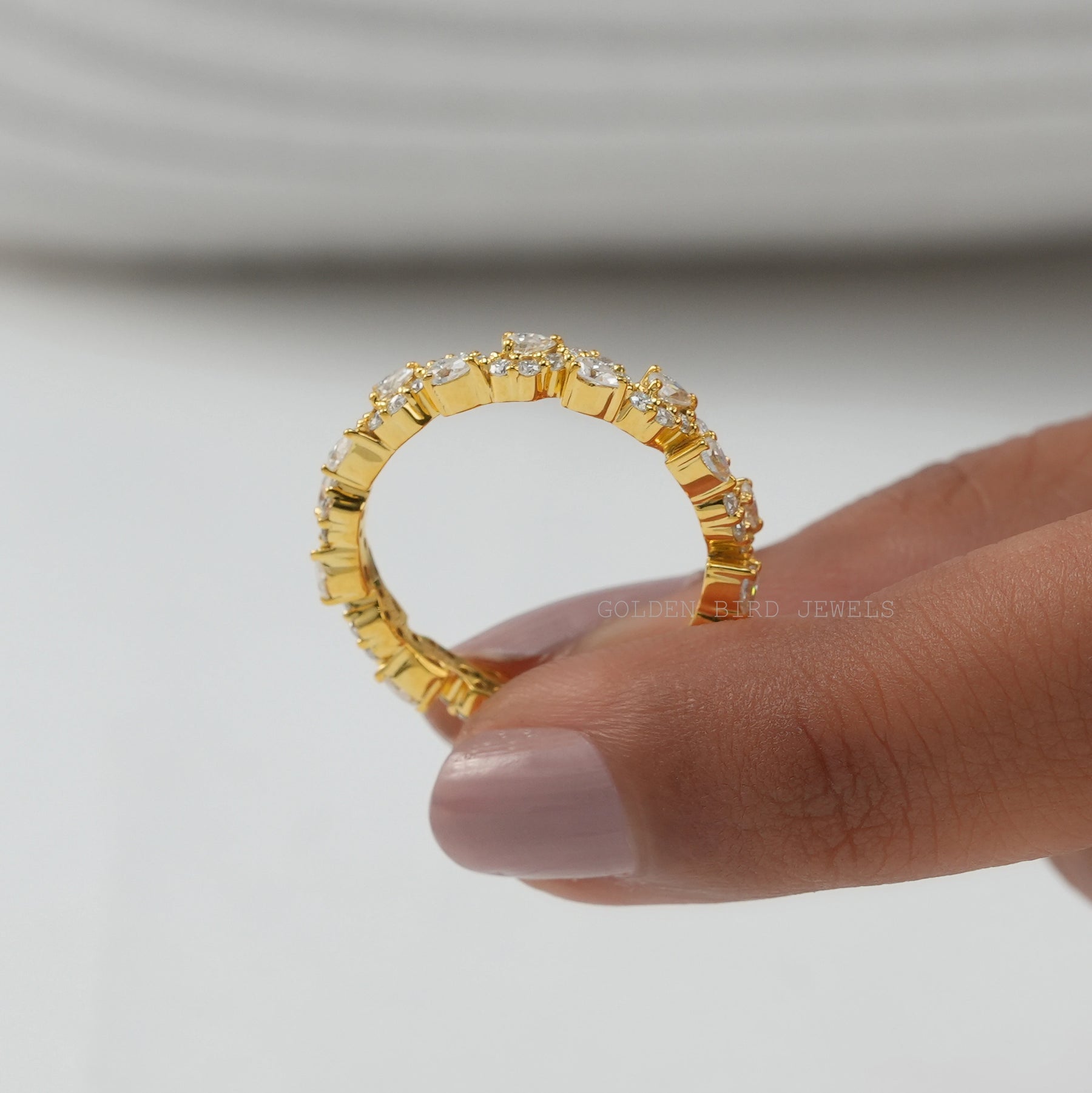 Pear And Round Eternity Moissanite Wedding Band