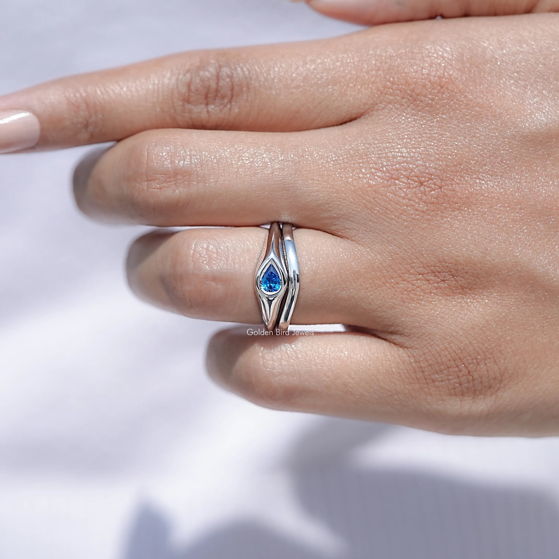 Pear Shaped Gemstone Bridal Ring Set