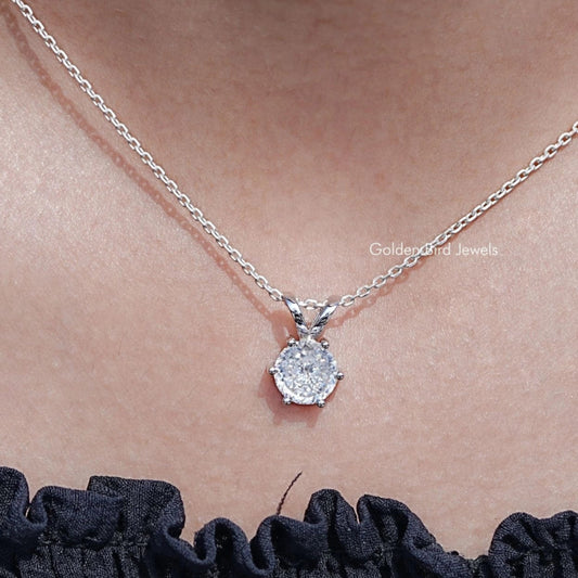 Moissanite Portuguese Cut Customized Pendant For Women