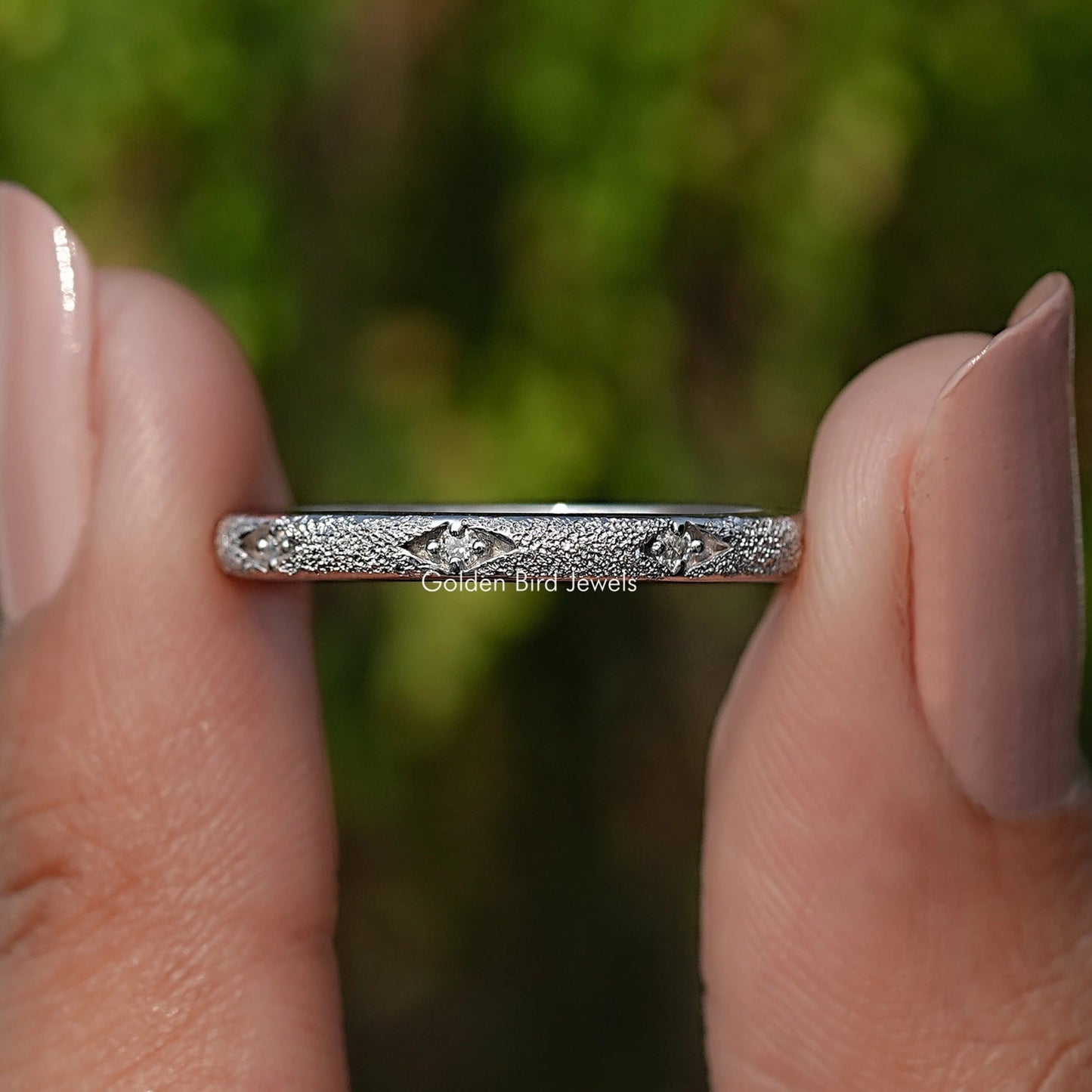 Moissanite Round Shaped Eternity Wedding Band