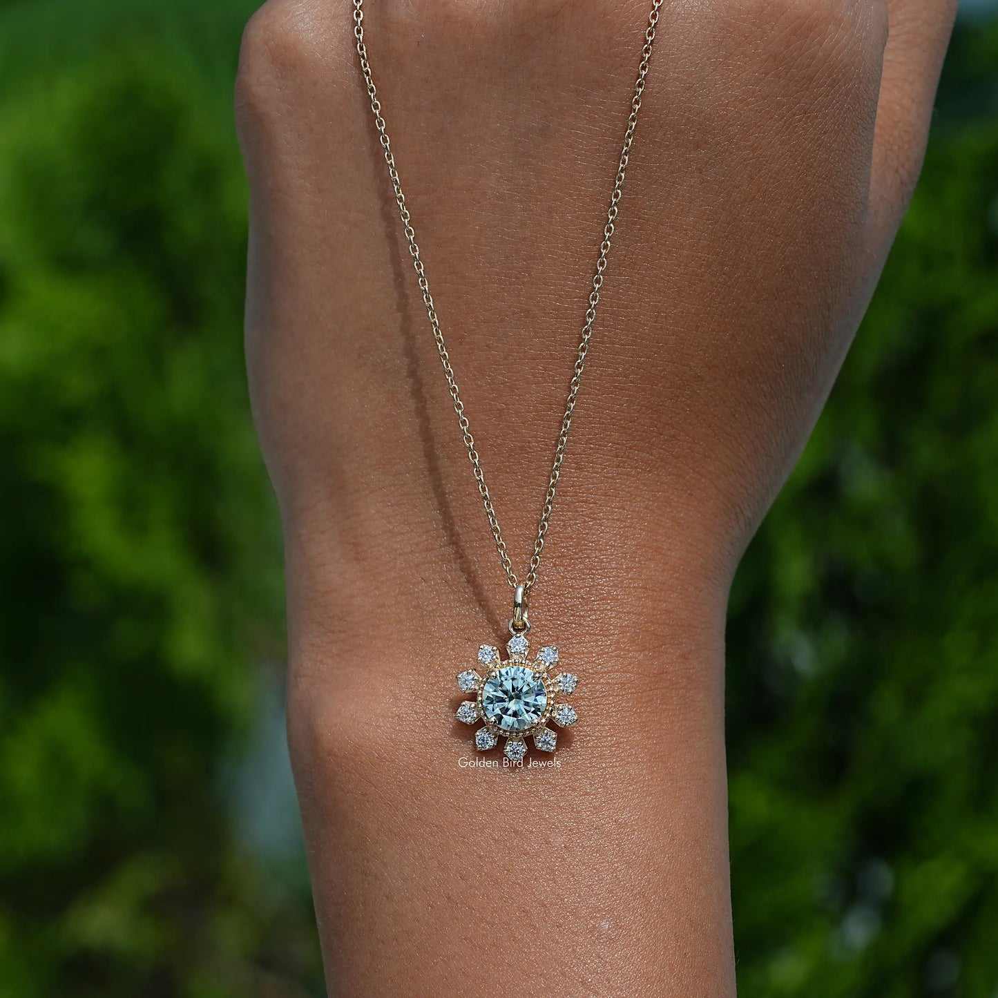 View of moissanite pendant for women
