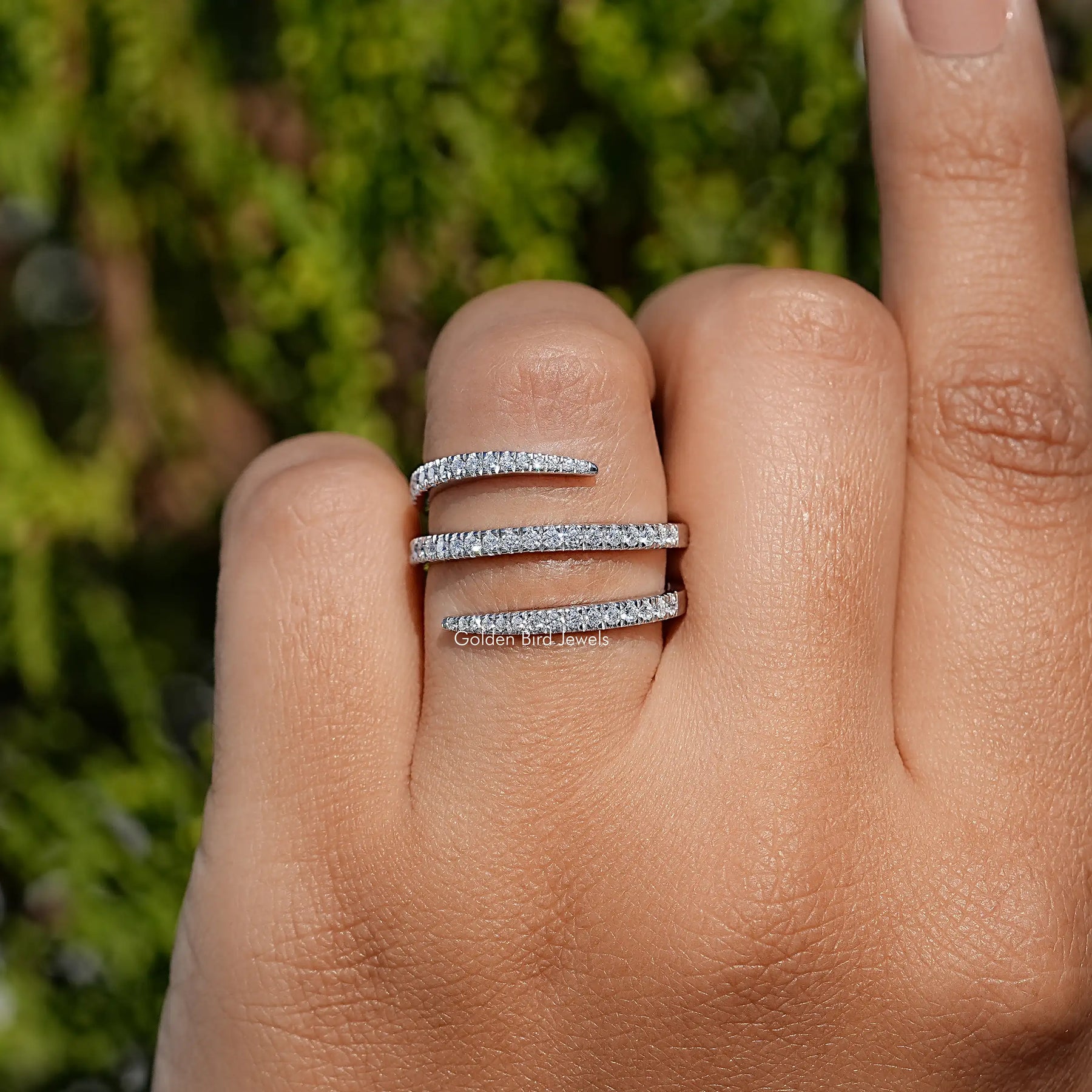 Moissanite Round Cut Spiral Eternity Band