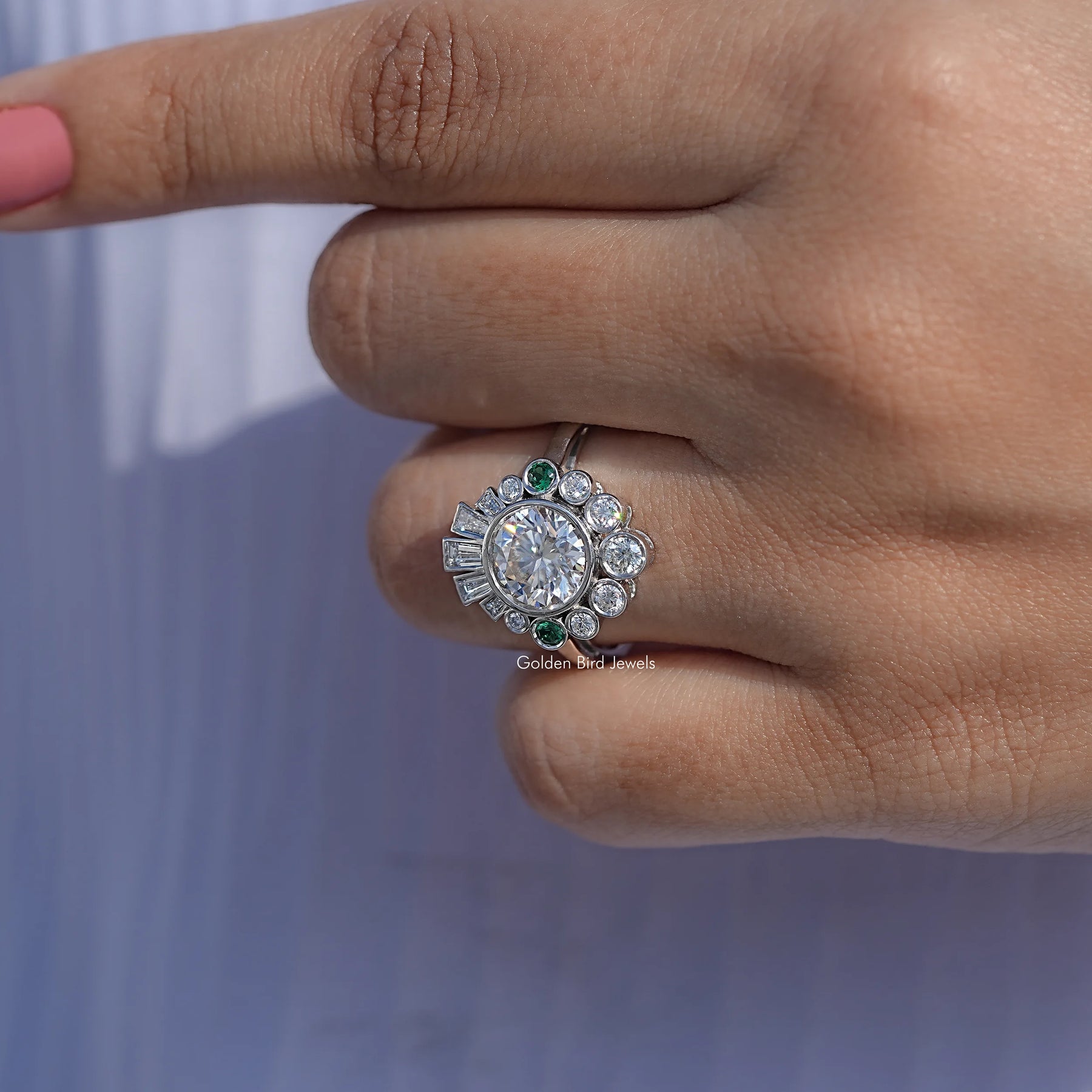 Round Shaped Moissanite Halo Ring