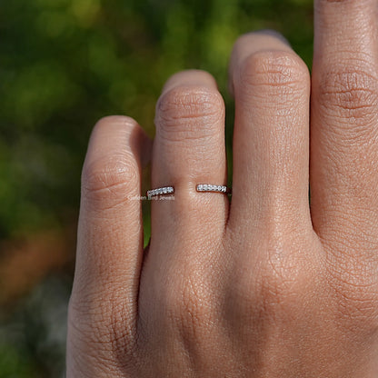 Round Moissanite Open Cuff Matching Band