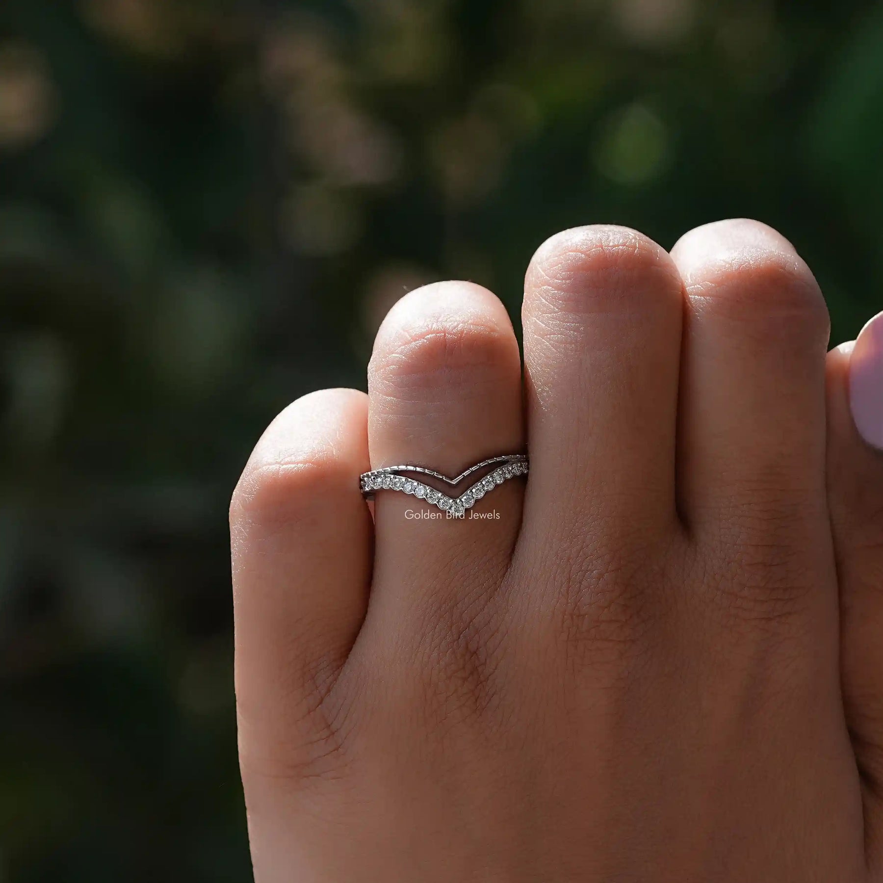 [Moissanite Round Cut Wedding Band]-[Golden Bird Jewels]