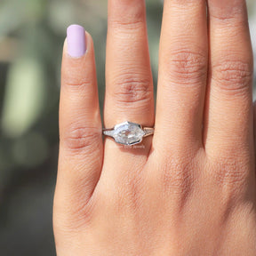 Detailed View Of Step Cut Marquise Eternity Bridal Ring In White Gold