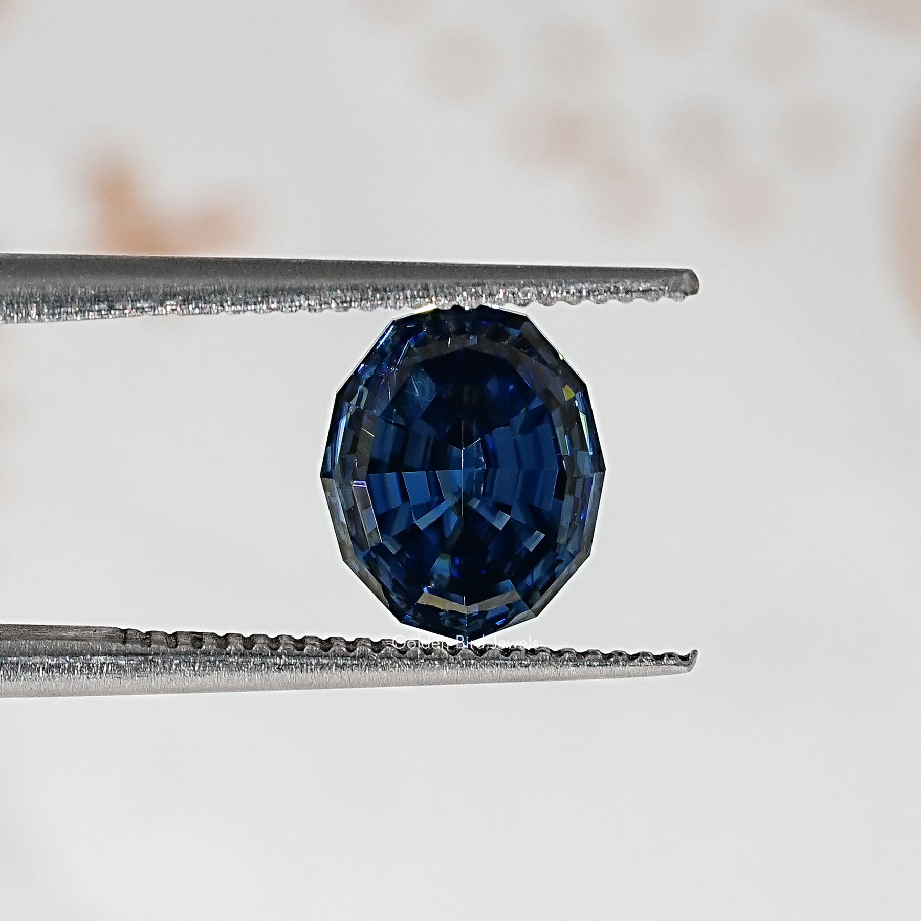 Blue Sapphire Step Cut Oval Loose Moissanite