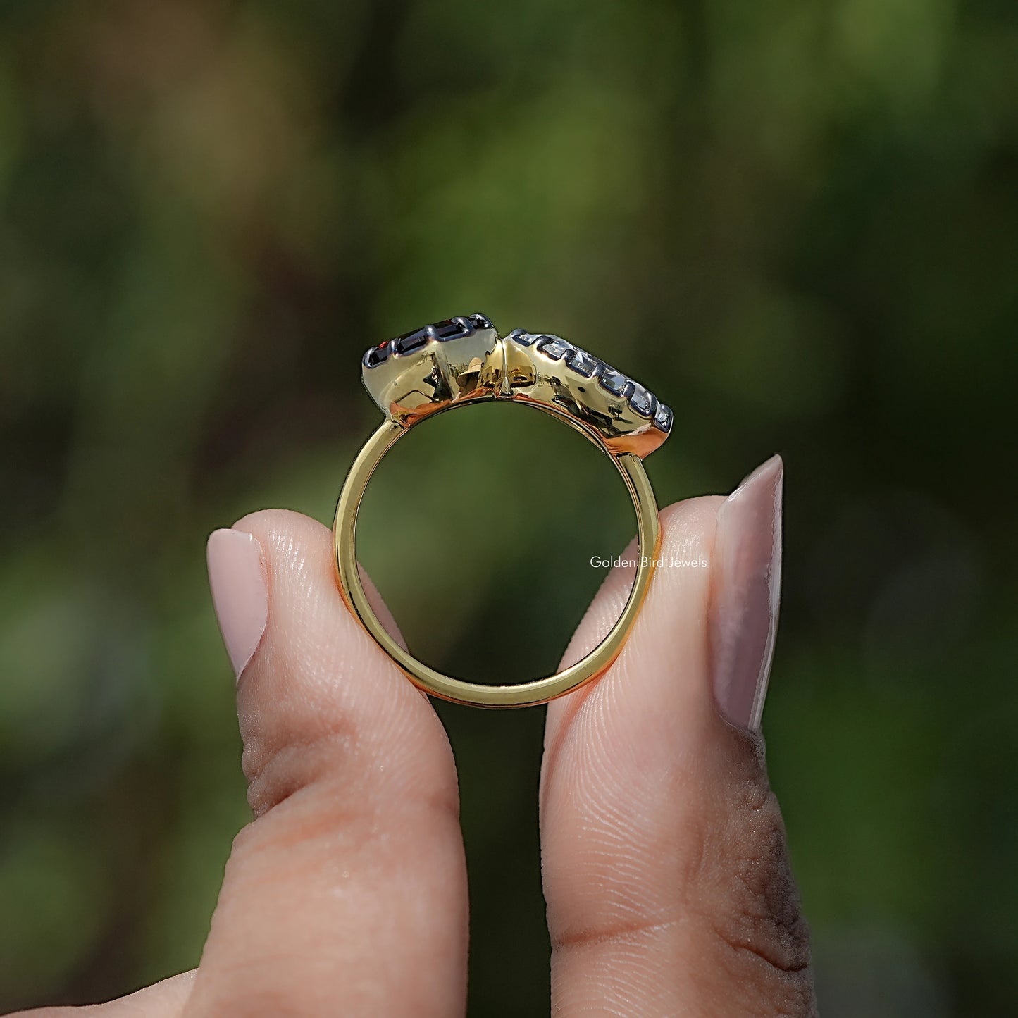 Heart Shaped Gemstone Two Stone Ring