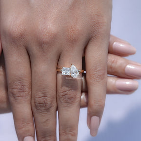 Pear and Princess Cut Moissanite Toi Et Moi Ring