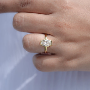 Near Colorless Old Mine Lozenge Moissanite Solitaire Ring