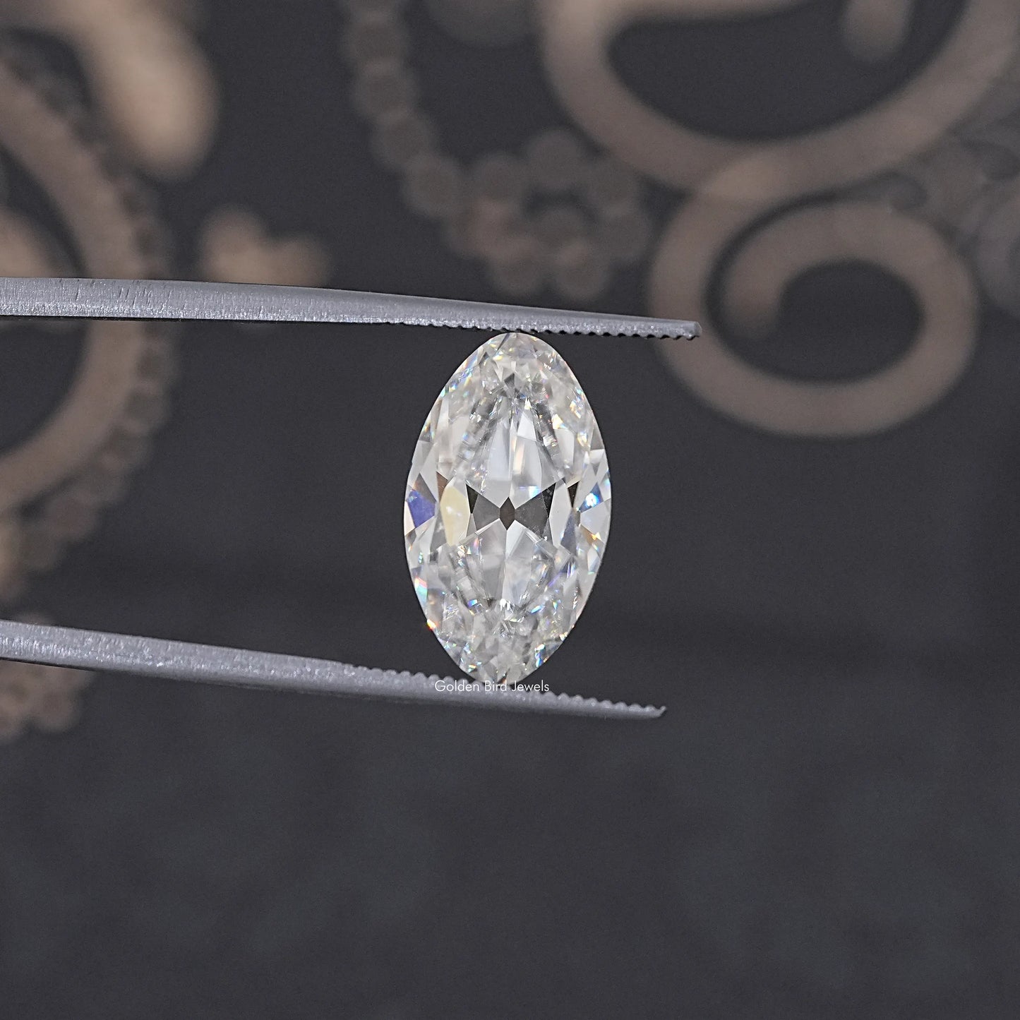 In Tweezer View Of Old Mine Moval Loose Moissanite Stone