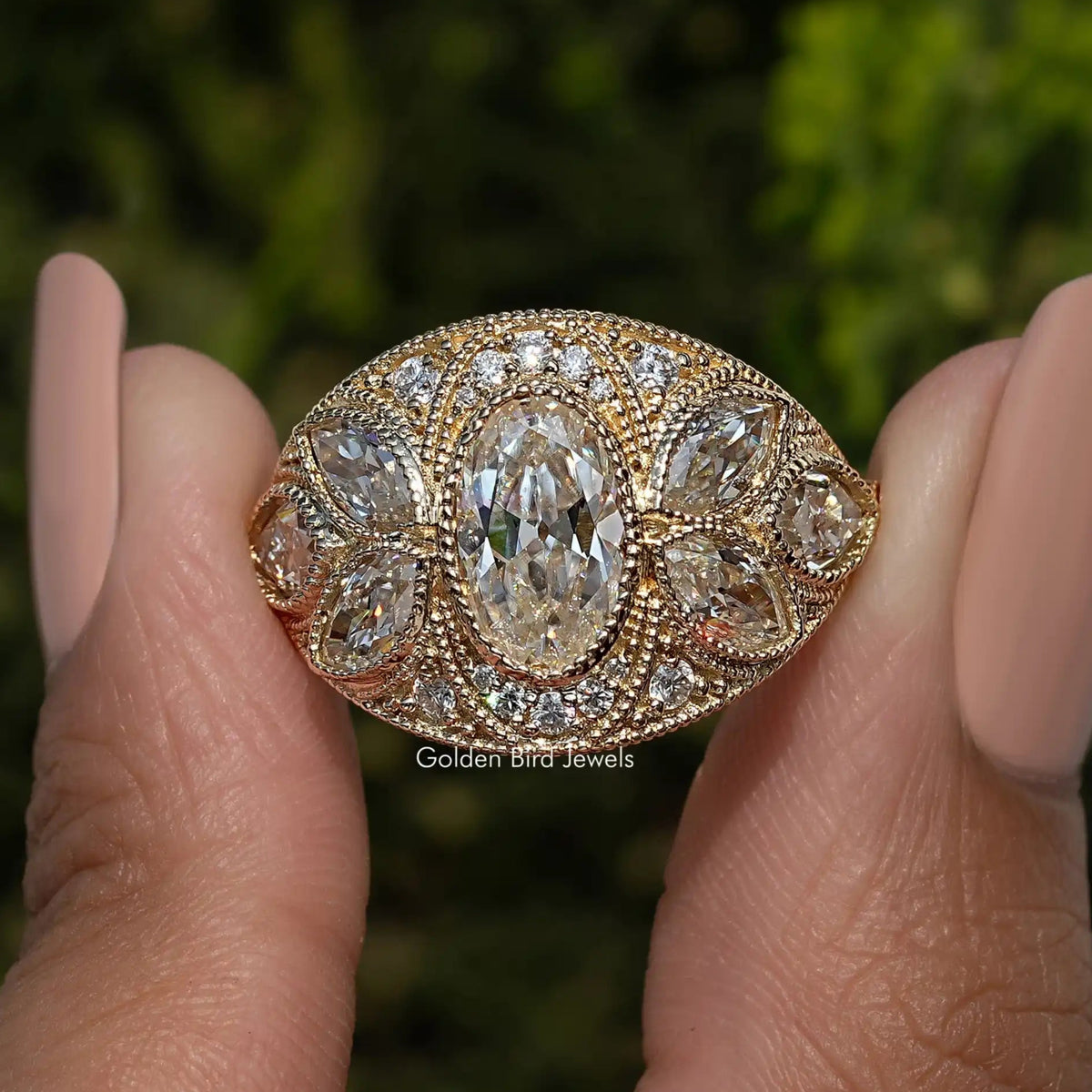 Moval Old Mine Cut Vintage Engagement Ring