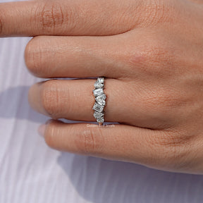 Multi Shape Lab Diamond Half Eternity Wedding Band