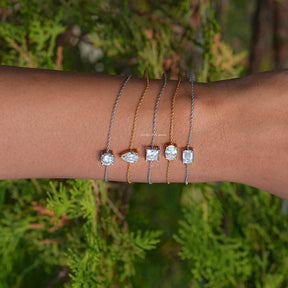 Multi Shape Moissanite Solitaire Chain Bracelet