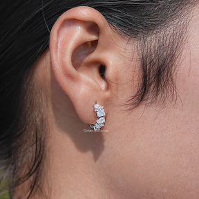 Multi Shaped Lab Diamond Huggie Hoop Earrings