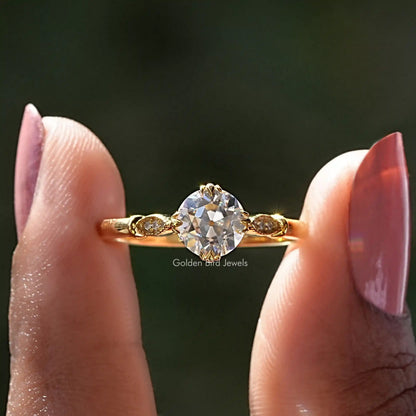 OEC Round Moissanite Solitaire Accent Ring