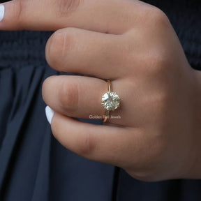 OEC Round Light Yellow Solitaire Moissanite Ring