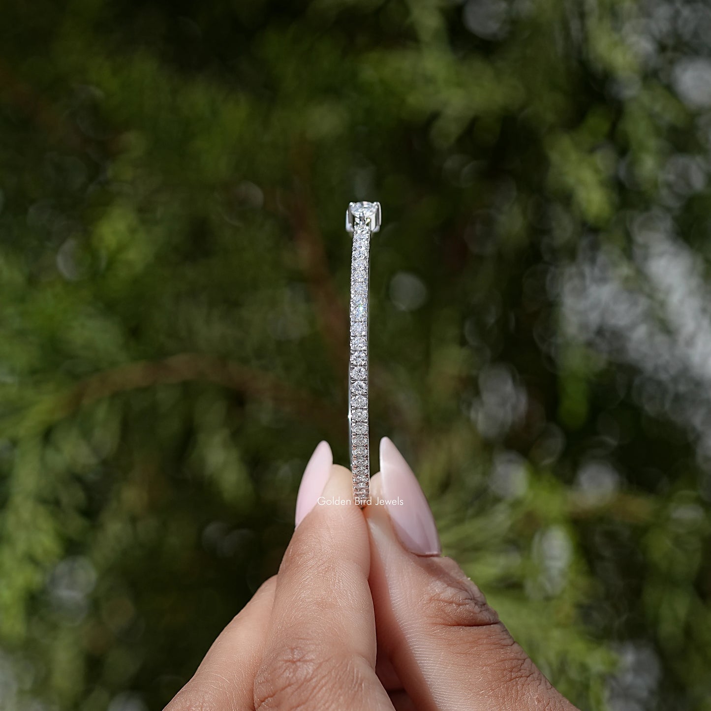 Open Cuff Pear Cut Lab Diamond Wedding Bangle