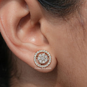 Round Cut Lab Diamond Cluster Stud Earrings