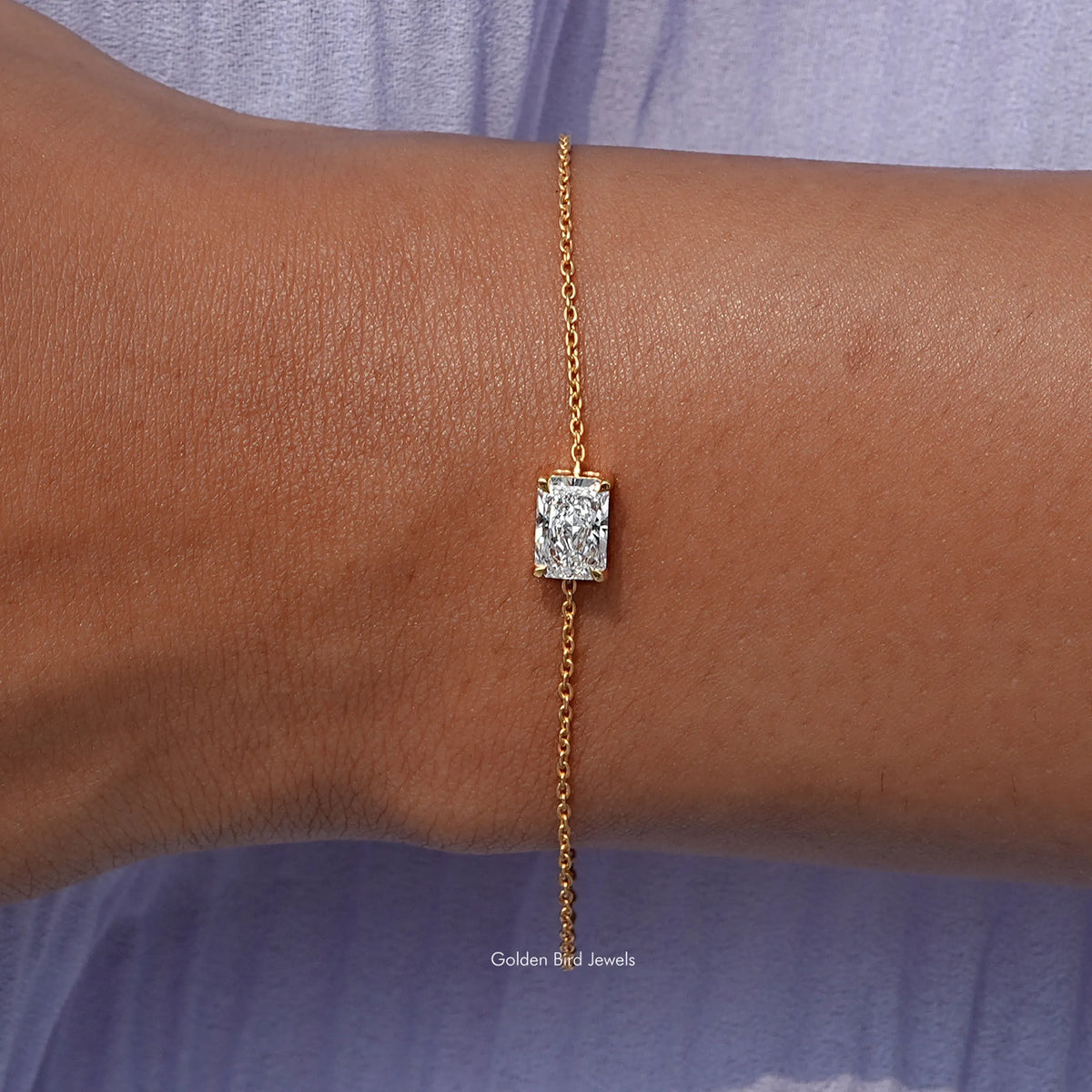 Radiant Solitaire Lab Diamond Chain Bracelet