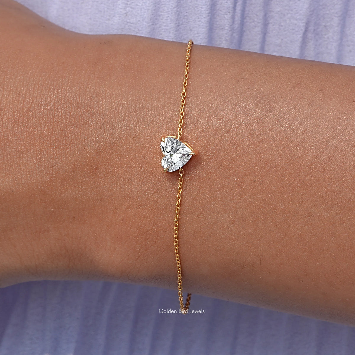 Heart Shaped Diamond Solitaire Chain Bracelet