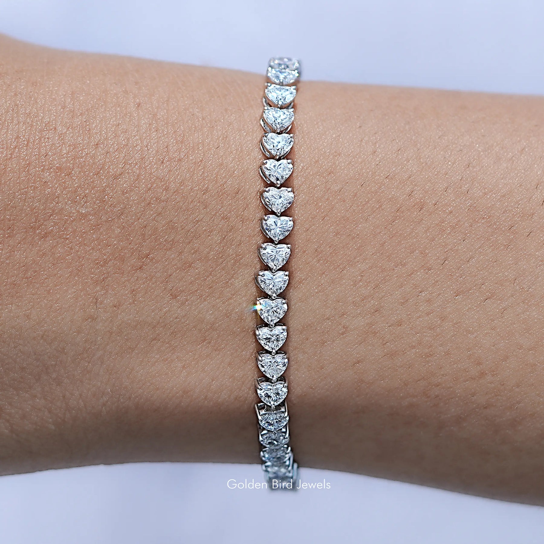 View Of Heart Shaped Lab Diamond Tennis Bracelet	
