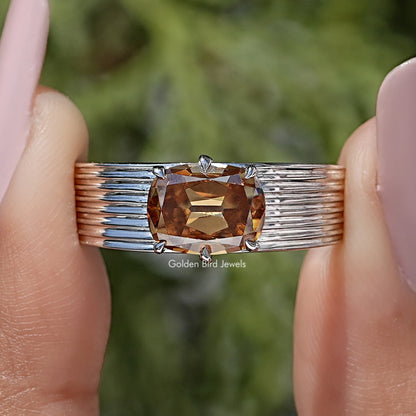 Old Mine Cushion Moissanite East West Set Wedding Band