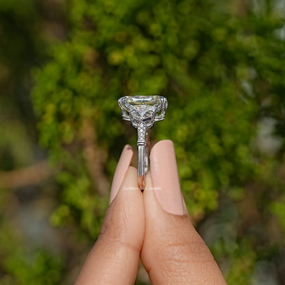 Old Mine Cushion Cut Antique Three Stone Moissanite Engagement Ring