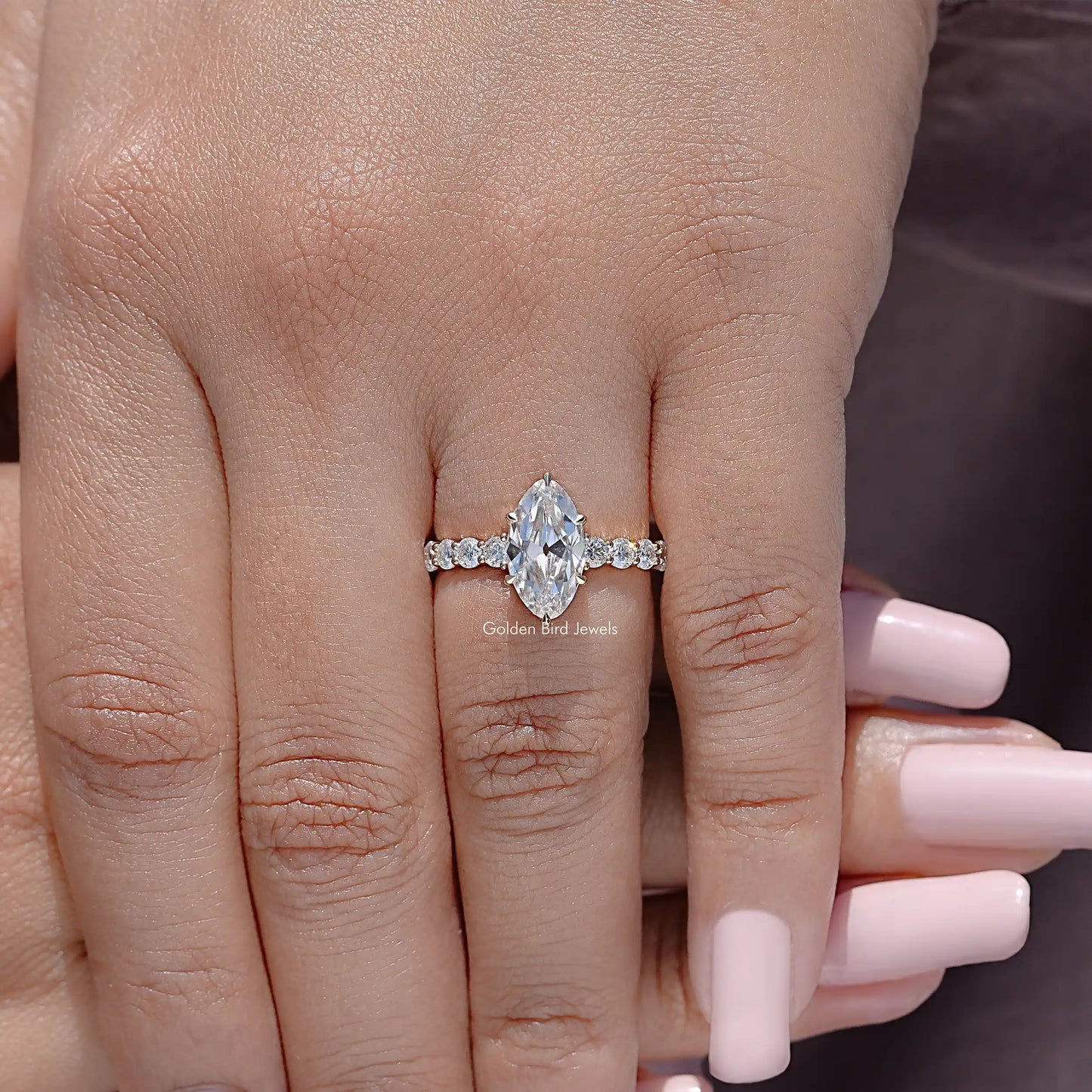 Moissanite Old Mine Moval Accent Stone Ring