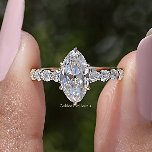 Moissanite Old Mine Moval Accent Stone Ring