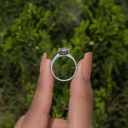 Old Mine Oval Cut Moissanite Solitaire Ring