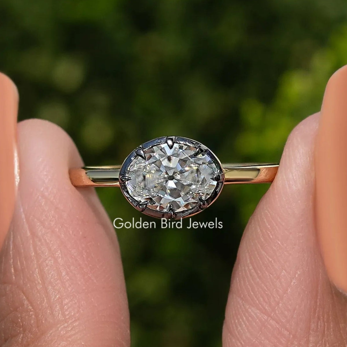 Old Mine Oval Moissanite Solitaire Engagement Ring