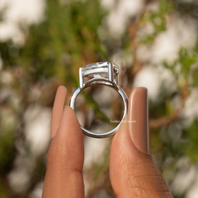 Old Mine Pear Curved Band Solitaire Engagement Ring