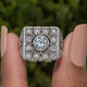 Old European Round Cut Art Deco Square Moissanite Ring