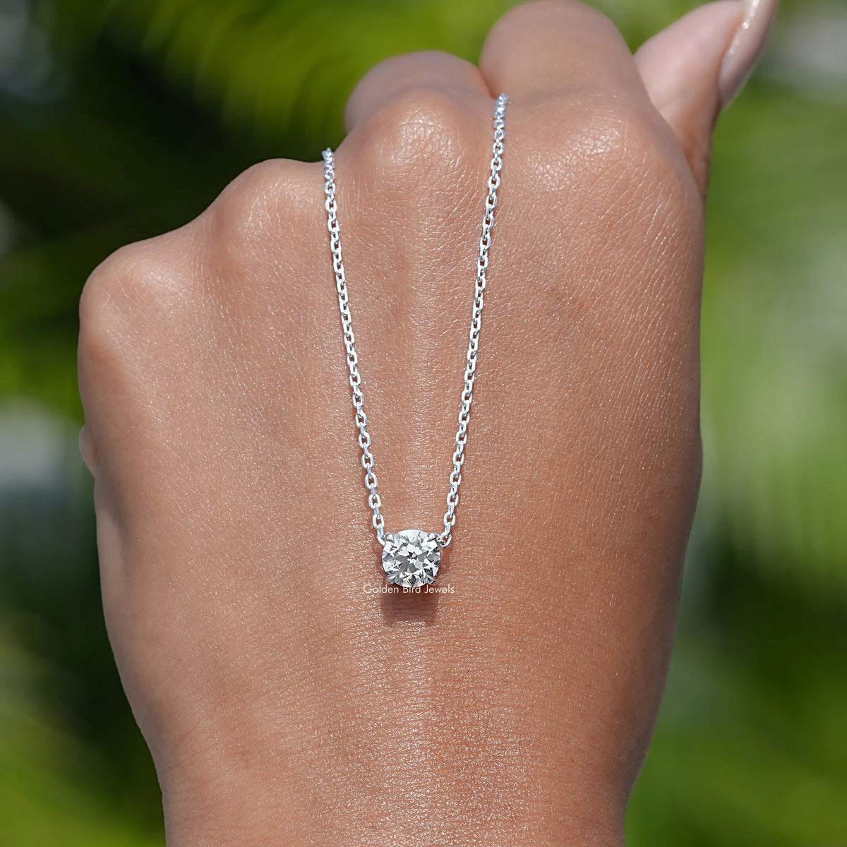 [Lab Grown Round Cut Diamond Pendant]-[Golden Bird Jewels]