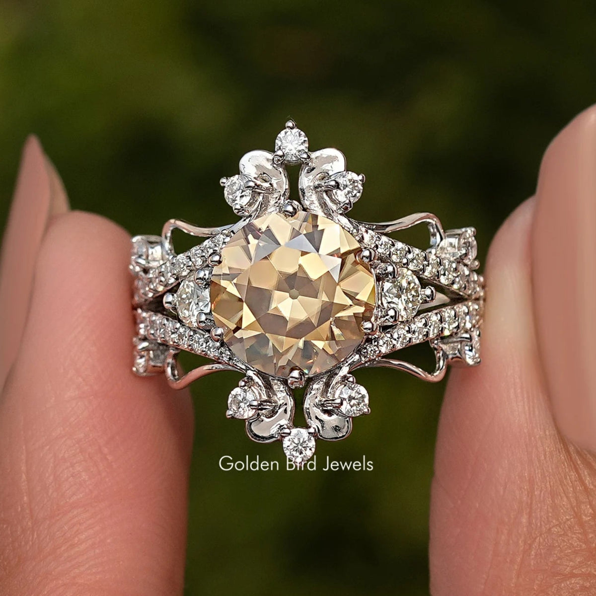 Old European Round Cut Moissanite Ring