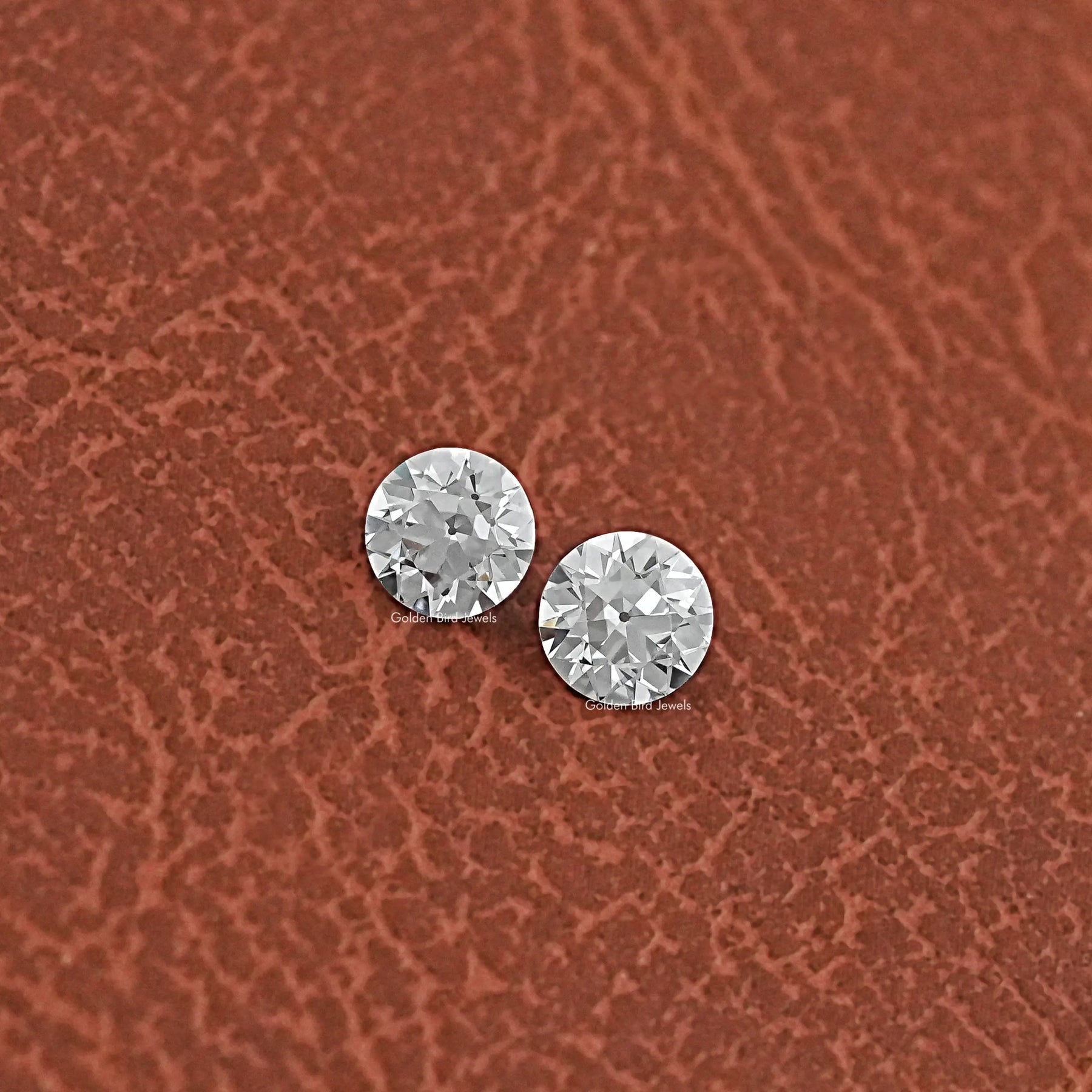 Close-Up View of  Round Cut Diamond Matching Pair In White