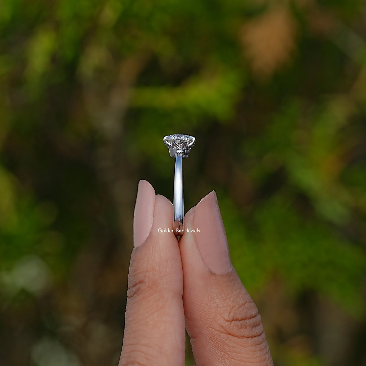 Moissanite Old European Round Solitaire Ring