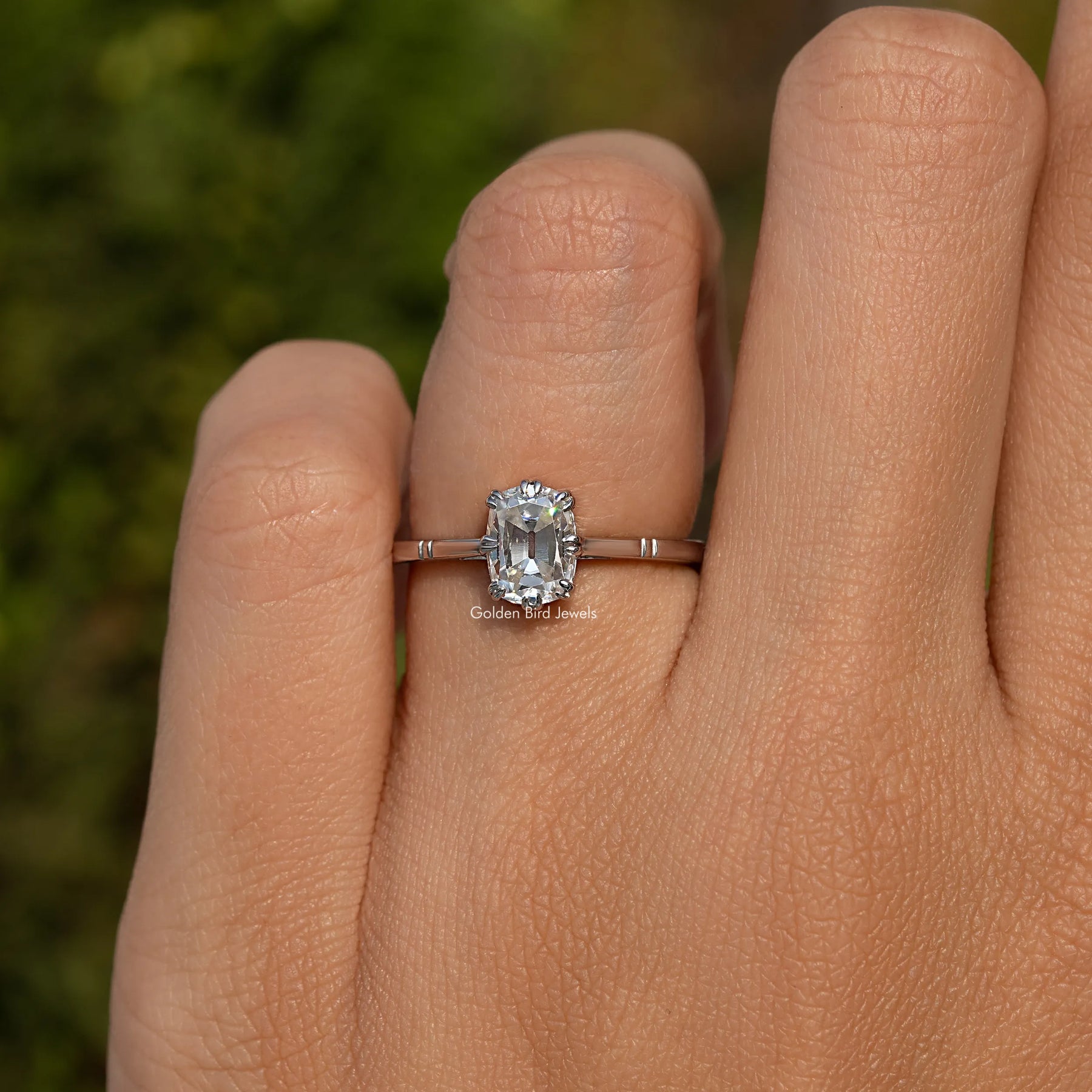 Old Mine Cushion Cut Bridal Ring For Women