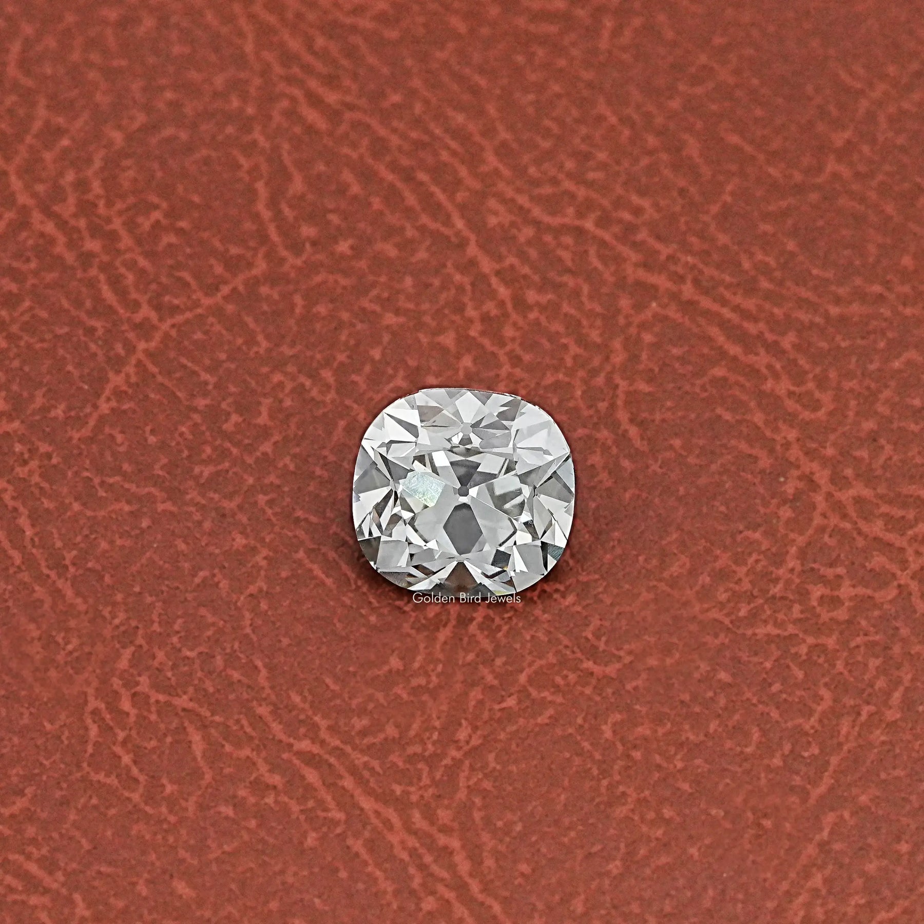 Front View Of Old Mine Cushion Cut Lab Diamond In White