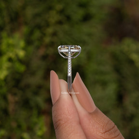 Old Mine Cushion Cut Moissanite Accent Stone Ring