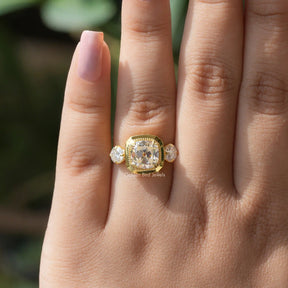 View of Old Mine Cushion Cut Moissanite Ring
