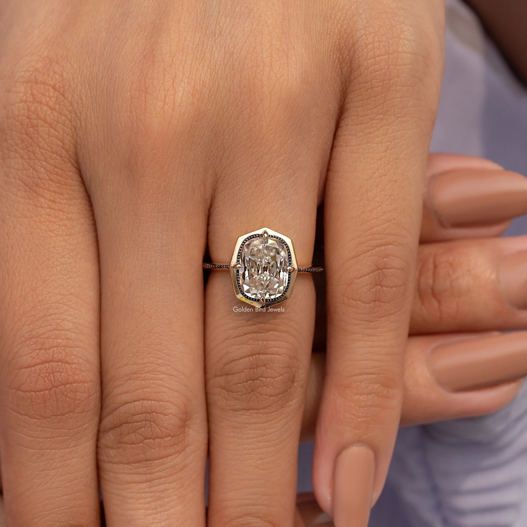 Vintage Old Mine Cushion Cut Bezel Set Engagement Ring