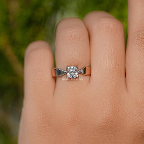 Square Old Mine Cushion Dimaond Solitaire Ring