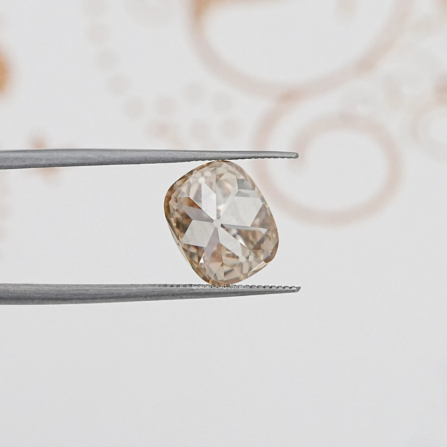In Tweezer View Of Old Mine Cushion Cut Loose Moissanite Stone