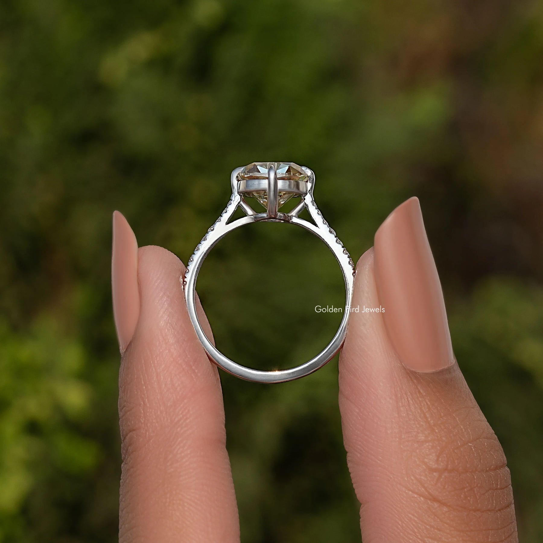 Old Mine Cushion Cut Moissanite Accent Stone Ring