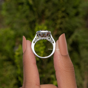 Old Mine Cushion Cut Moissanite Halo Ring