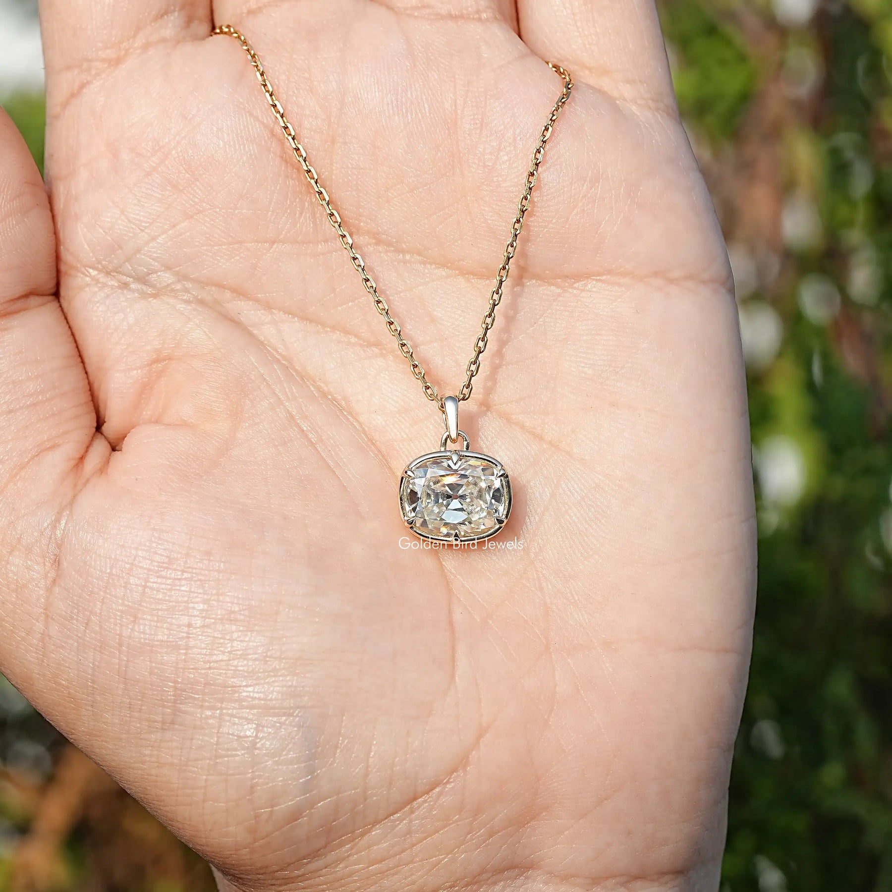 Old Mine Cushion Moissanite Solitaire Pendant